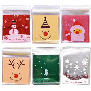 50pcs 10X10cm Merry Christmas Candy Bag Clear Plastic Bags Self adhesi_1